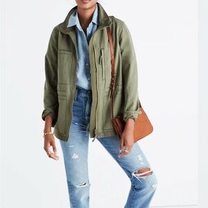 Madewell Women’s Fleet Jacket Size XXS Army Green Olive Utility Military Cargo